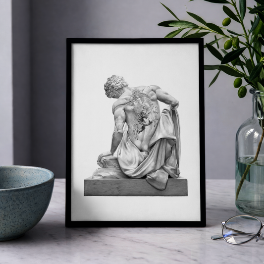 Codex of Endurance – Geometric Realism Tattoo Print